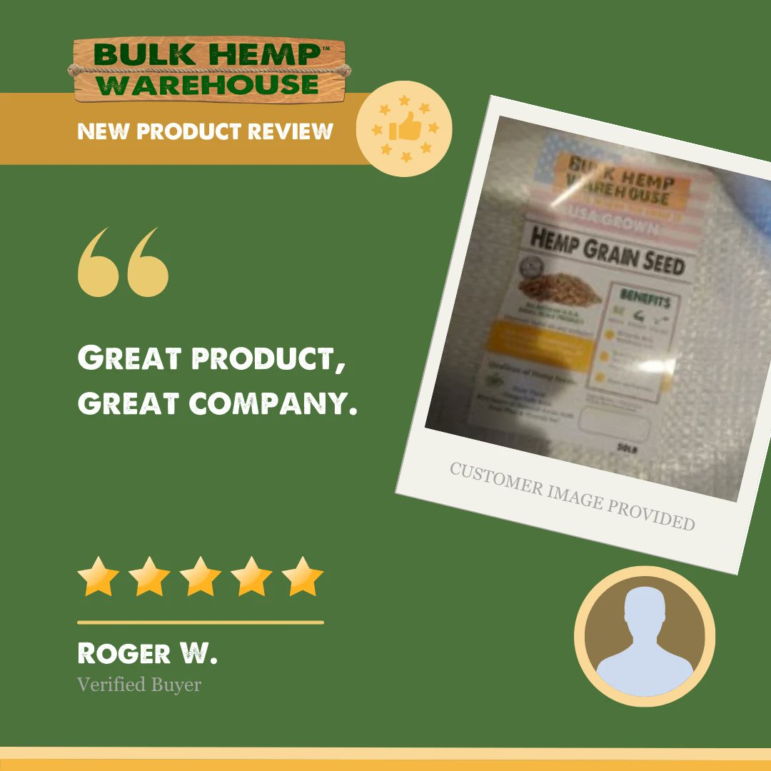 bulkhemp's tweet photo. We love getting these reviews it brings warmth to our hearts knowing we are hempowering the hempisphere!
#hempgrain #seeds #hemp #industrialhemp #hempfoods #hempnutrition #hempgrains #hempproducts #hemphealth #healthfood #cannabis #cbd #fiber #health #healthy #nutrients... https://t.co/IvCLxrCeLB