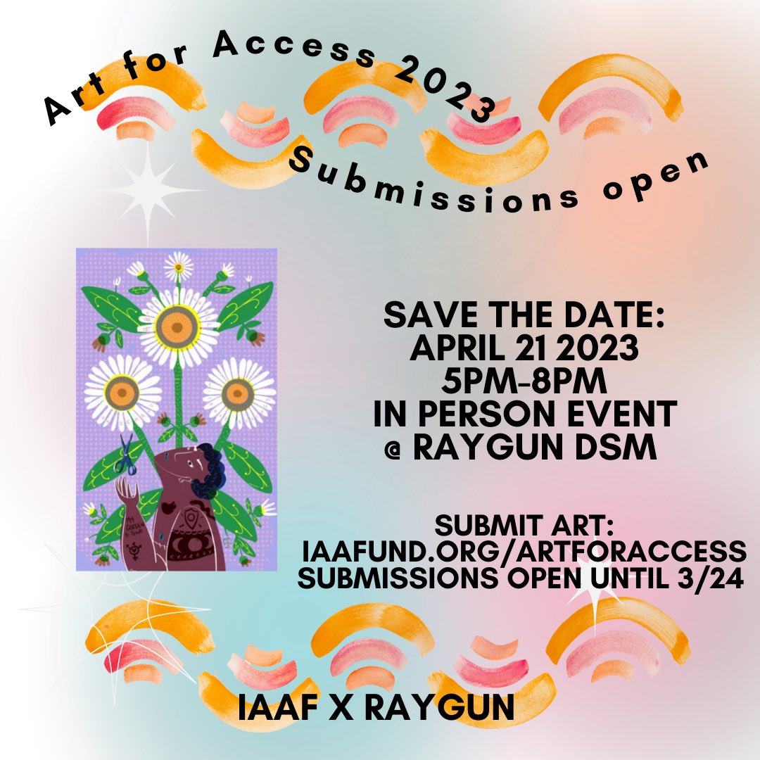 Submissions are still open!

 iaafund.org/artforaccess 

Art work by @catrocketship