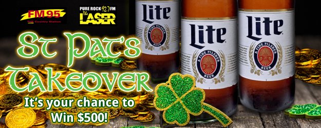 thelaseronline's tweet photo. You don't need Lucky Charms this year to win cash on St. Patrick's Day...just a selfie! The "Miller Lite St. Pat's Takeover" is going on now until midnight tonight (3/17), with your chance to win $500 cash!!  Get in on the action at https://t.co/hTRvNxnAPI. https://t.co/EEBnKw9Hii
