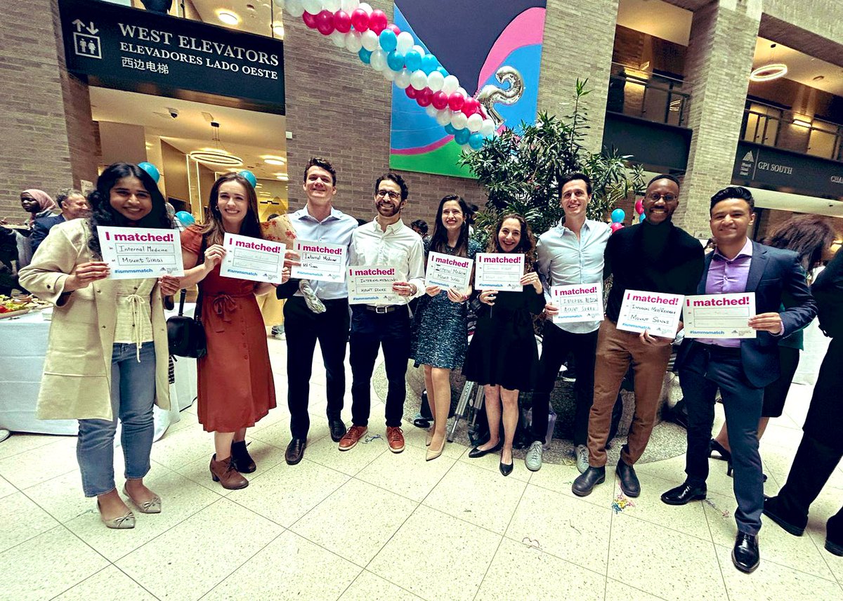 Mount Sinai Internal Medicine Chief Residents (@msh_medchiefs) on Twitter photo 🎊✨HAPPY MATCH DAY ✨🎉
Congratulations to this incredible group of applicants! We are so happy for all of you and can’t wait to welcome our amazing group of new interns 🩺🥼🩻 #MatchDay2023
<a href="/IcahnMountSinai/">Icahn School of Medicine at Mount Sinai</a> <a href="/MountSinaiNYC/">Mount Sinai Health System</a> <a href="/DOMSinaiNYC/">Mount Sinai Department of Medicine</a> 🎊✨HAPPY MATCH DAY ✨🎉
Congratulations to this incredible group of applicants! We are so happy for all of you and can’t wait to welcome our amazing group of new interns 🩺🥼🩻 #MatchDay2023
<a href="/IcahnMountSinai/">Icahn School of Medicine at Mount Sinai</a> <a href="/MountSinaiNYC/">Mount Sinai Health System</a> <a href="/DOMSinaiNYC/">Mount Sinai Department of Medicine</a>