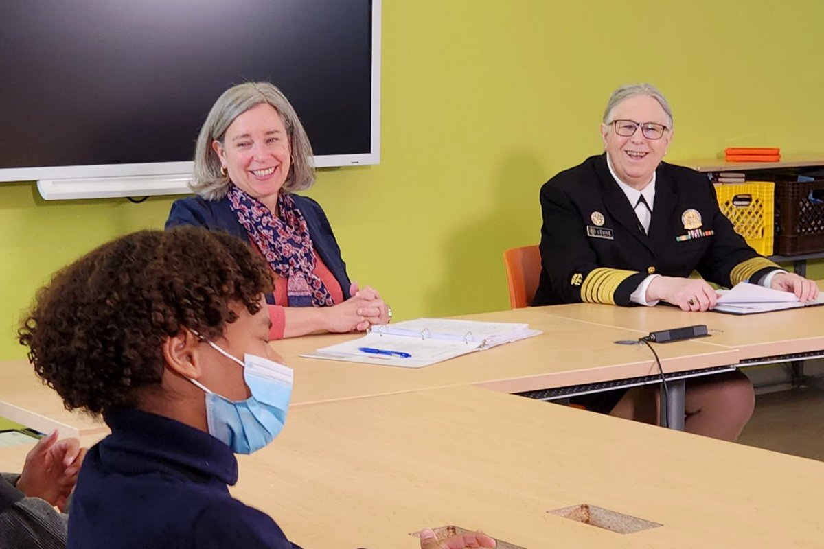 USDA_FNA's tweet photo. Deputy Under Secretary Stacy Dean and @HHS_ASH ADM Rachel Levine hosted a roundtable today at Watkins Elementary School in DC to celebrate #NationalNutritionMonth and highlight the connections between nutrition and children's health. https://t.co/uj0nb3ml7P