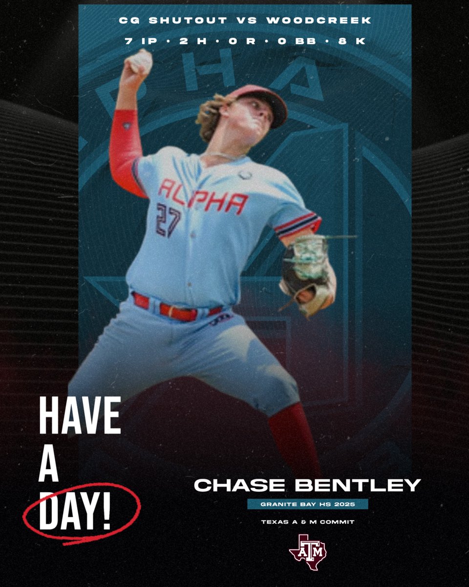 Alpha Baseball (@alpha_bsb) on Twitter photo What a day for Alpha Prime 2025 <a href="/ChaseBentley9/">Chase Bentley</a> - CG shutout in 77 pitches vs Woodcreek yesterday! The talented sophomore is leaving no doubt in the early season!
@aggiebaseball commit
#HaveaDAYkid #BeAlpha What a day for Alpha Prime 2025 <a href="/ChaseBentley9/">Chase Bentley</a> - CG shutout in 77 pitches vs Woodcreek yesterday! The talented sophomore is leaving no doubt in the early season!
@aggiebaseball commit
#HaveaDAYkid #BeAlpha