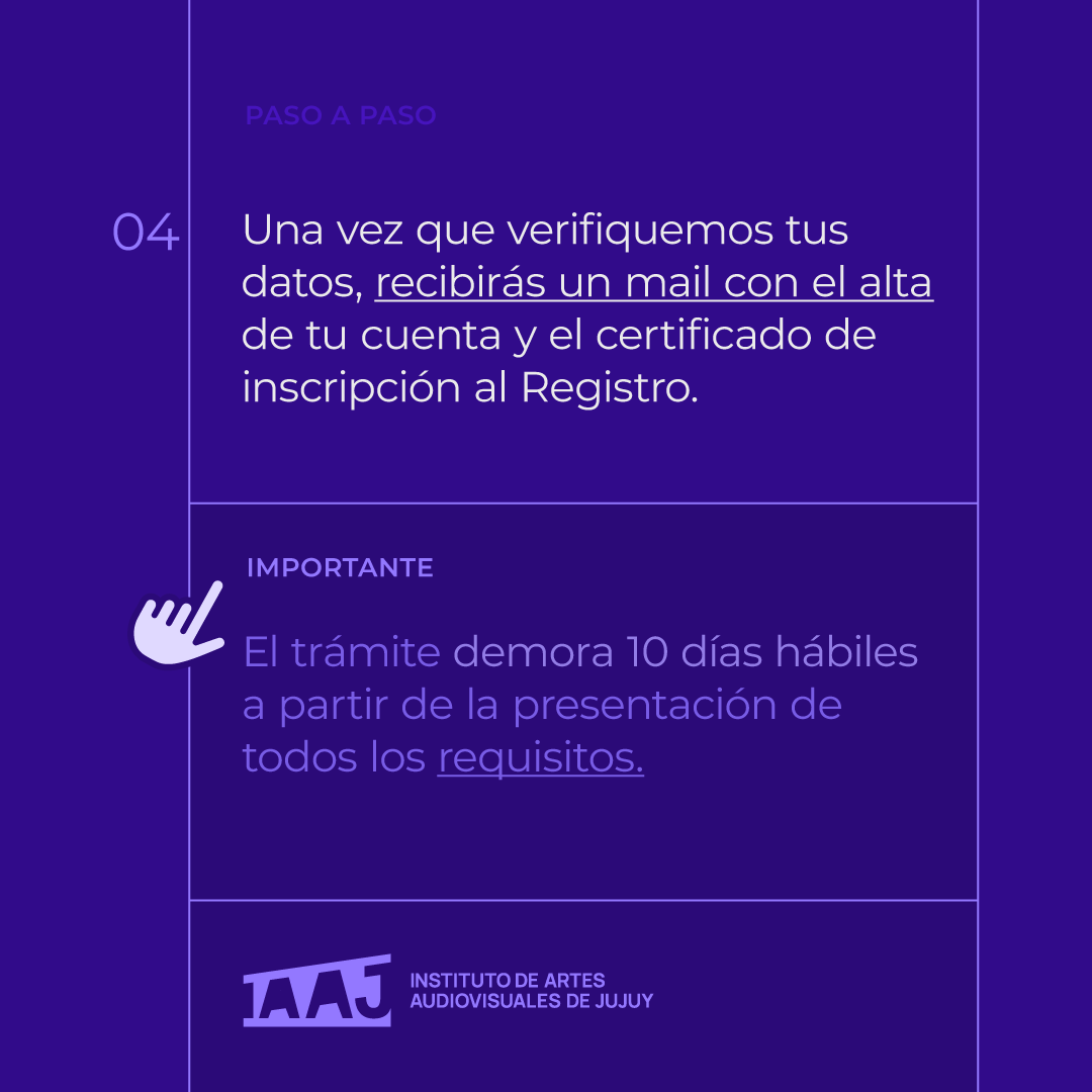 iaaj_jujuy's tweet image. Para acceder a todos los beneficios, concursos y convocatorias del Instituto de Artes Audiovisuales de Jujuy inscribirte en nuestro REGISTRO.
En iaaj.jujuy.gob.ar/registro/  
#iaaj #jujuy #fomento #registro