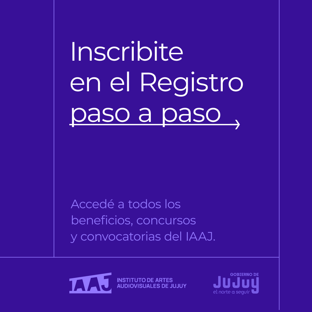 iaaj_jujuy's tweet image. Para acceder a todos los beneficios, concursos y convocatorias del Instituto de Artes Audiovisuales de Jujuy inscribirte en nuestro REGISTRO.
En iaaj.jujuy.gob.ar/registro/  
#iaaj #jujuy #fomento #registro
