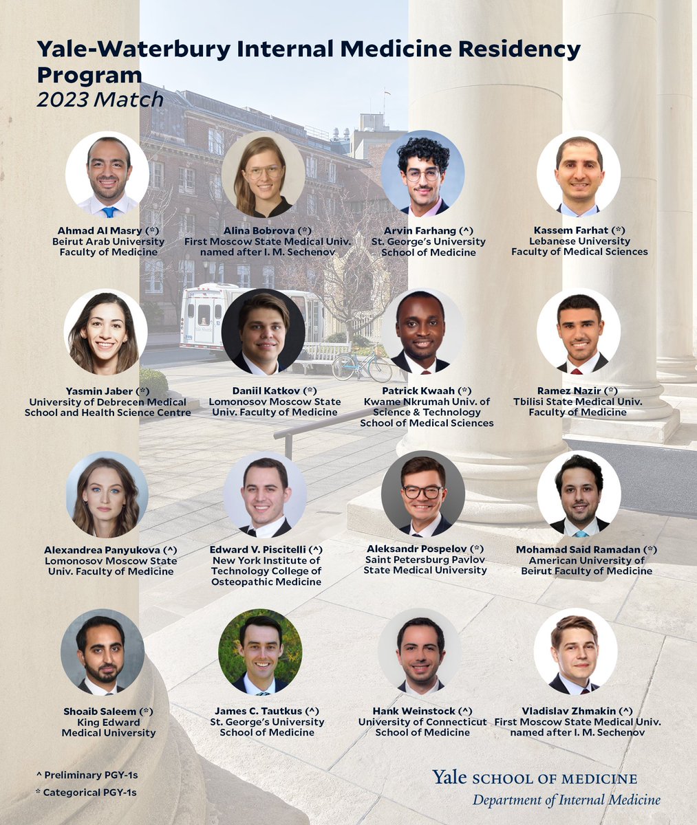 We are excited to announce the new residents in the Yale-Waterbury Internal Medicine Residency Program! Welcome! 🎉