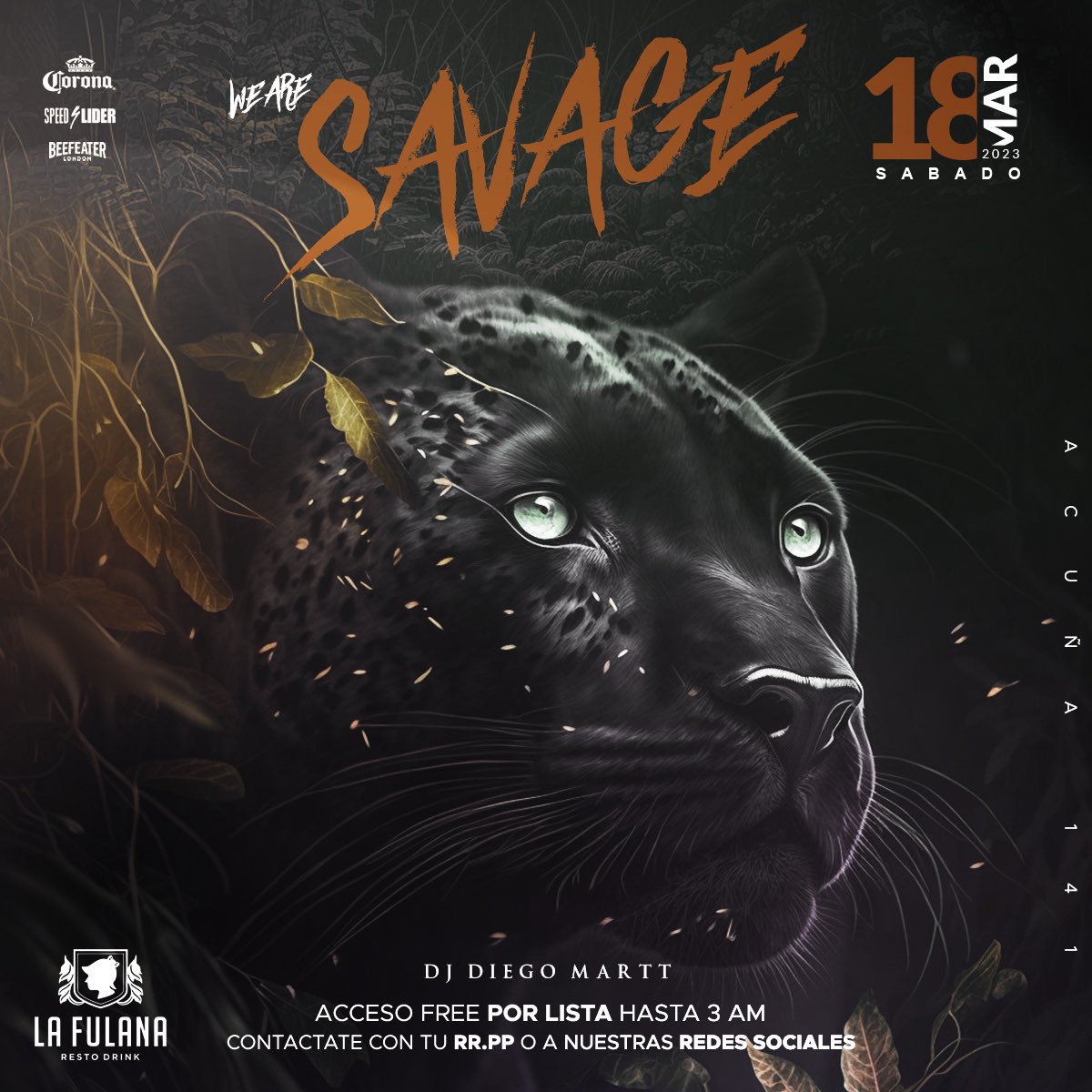 LaFulanaOficial's tweet photo. Sigamos viviendo noches inolvidables, en este caso, bien SAVAGE🐆

DJ Diego Martt 🎧

ACCESO FREE POR LISTA HASTA 3 AM.
Anótate con tu RR.PP conocido o en nuestras redes sociales 💃🕺 https://t.co/E6H3ywstEA