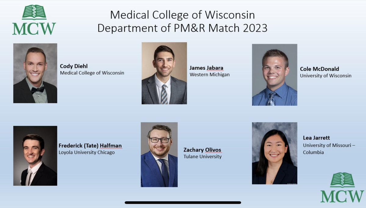 MCW_PMR's tweet photo. 🥳 Welcome to the MCW PM&amp;R family!  #Match2023 #Physiatry https://t.co/Ilt2VU5Be0