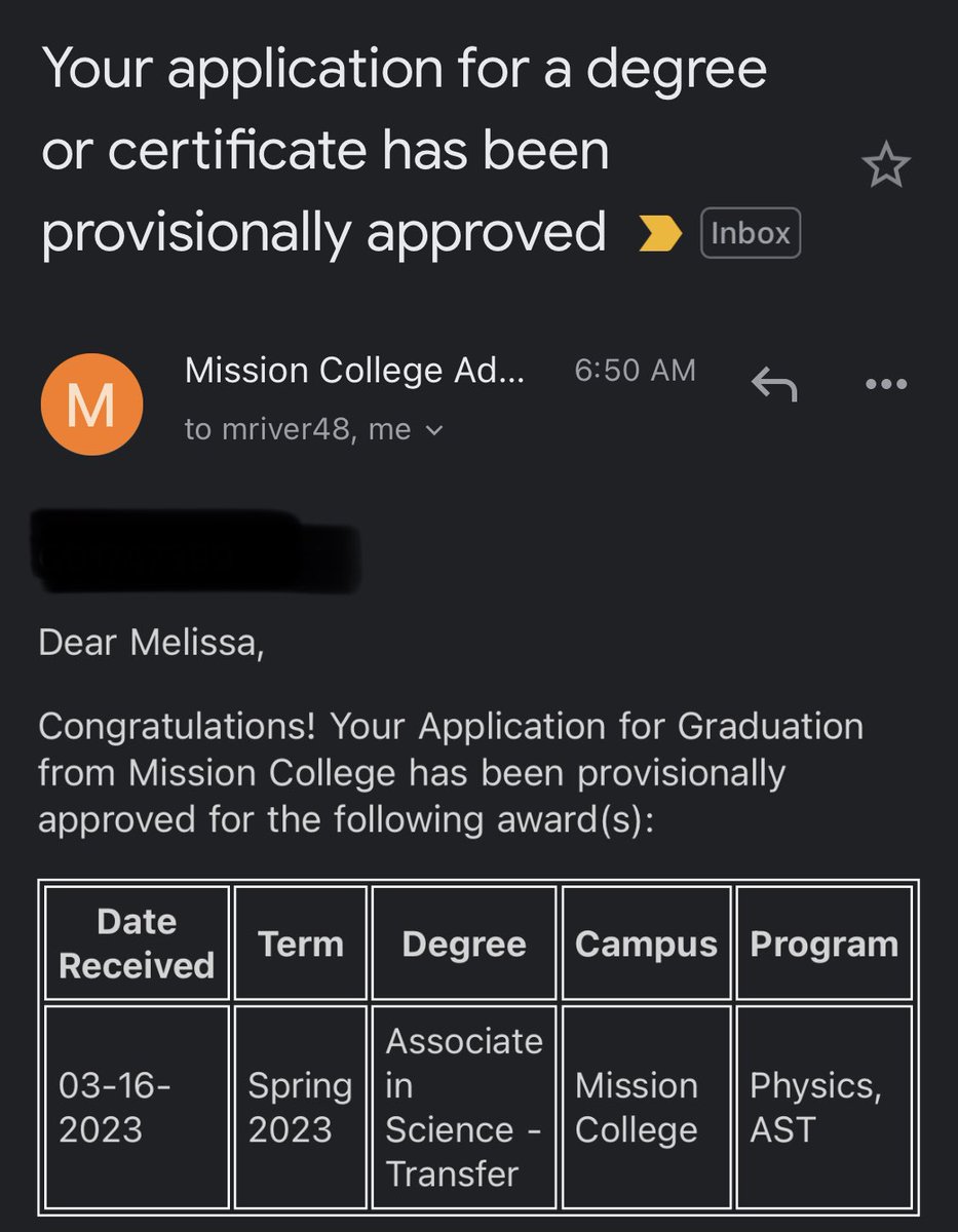 MissE_317's tweet photo. First 2 emails I opened said ya girl is good to go for Graduation. Universe said Happy Birthday you work like a dog you deserve this. 😅🍀 #Physics #LatinasInTech #STEM #mathematics #OneSmartCookie https://t.co/ovtBvBmNkw