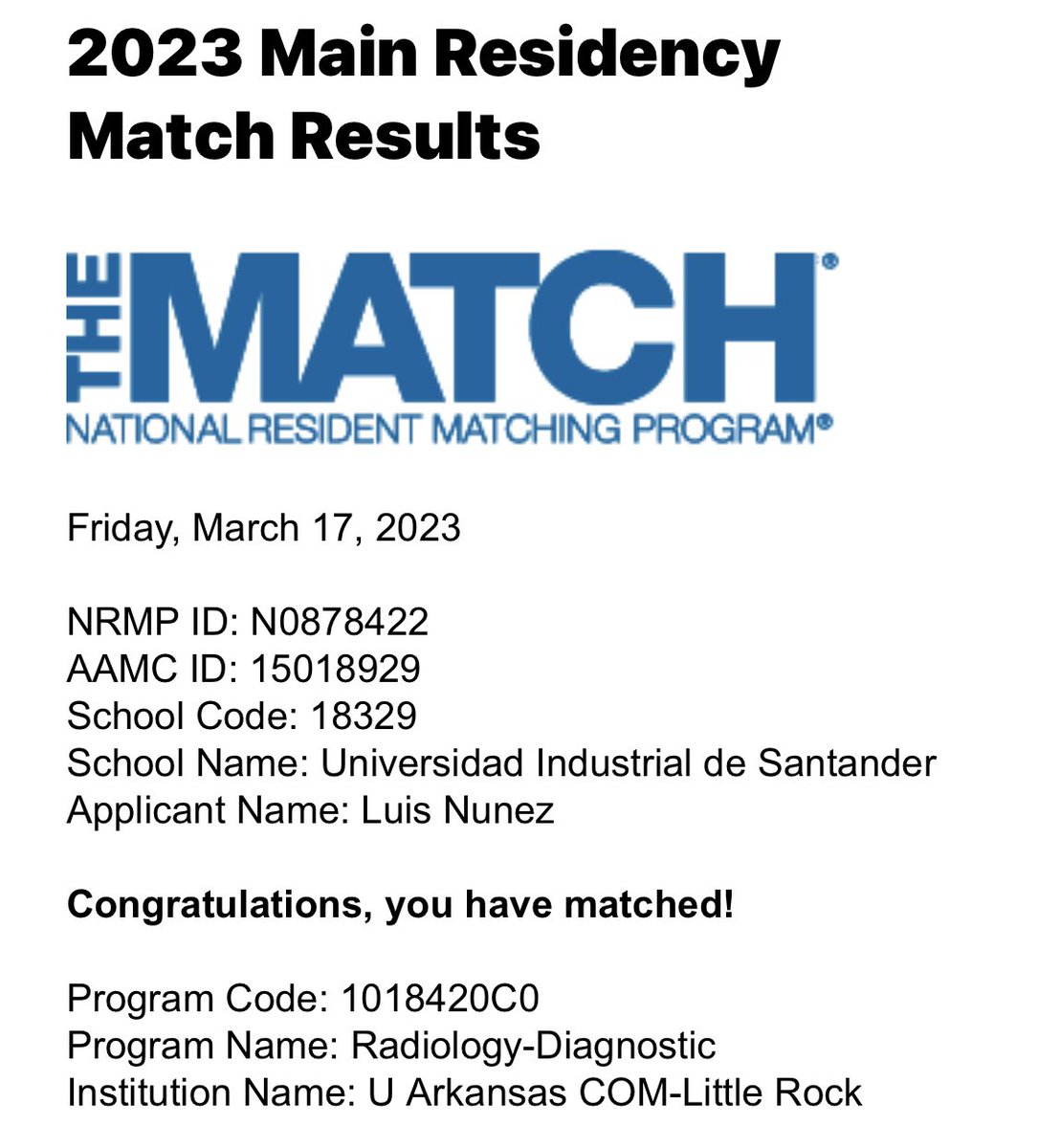Luis Carlos Nuñez (@lnunezmd) on Twitter photo Thrilled to announce that I will become a radiologist!! 🇨🇴☢️🩻
#Match2023
🔜 Little Rock, AR
Extremely thankful with this amazing team <a href="/UTHradiology/">UTHealth Houston Radiology</a> Thrilled to announce that I will become a radiologist!! 🇨🇴☢️🩻
#Match2023
🔜 Little Rock, AR
Extremely thankful with this amazing team <a href="/UTHradiology/">UTHealth Houston Radiology</a>