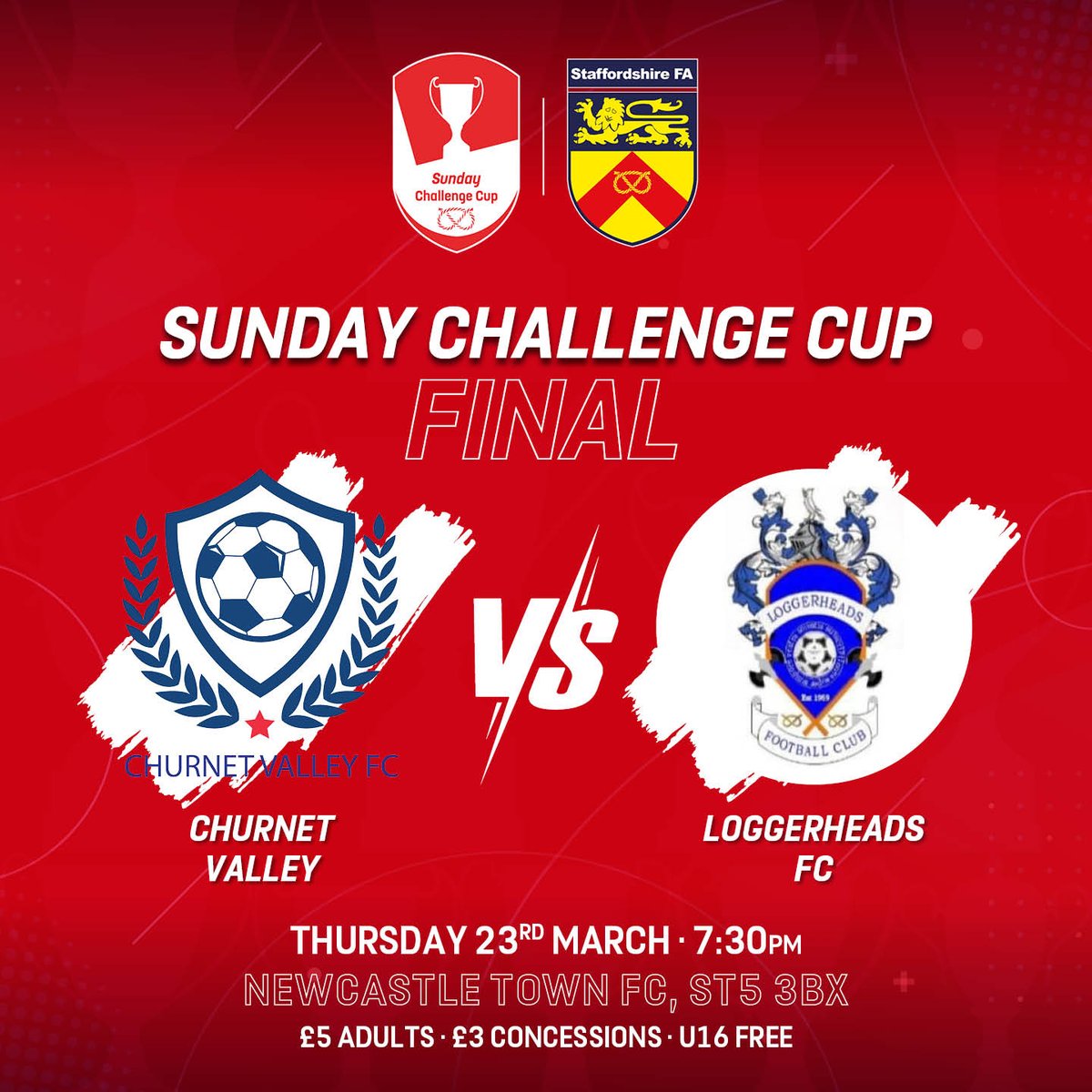 <a href="/mayfield_fc/">Mayfield F.C</a> <a href="/FcPelsall/">Pelsall Villa Colts FC</a> <a href="/broctonfc/">Brocton FC</a> <a href="/FourOaksFC1/">Four Oaks FC</a> <a href="/wyrleyjuniors/">Wyrley Juniors FC</a> <a href="/ROFCOfficial/">Rushall Olympic FC</a> .@churnetvalleyfc 🆚 Loggerheads

🗓️ Thursday 23rd March
🏆 Sunday Challenge Cup 
📍 <a href="/NewcastleTownFC/">Newcastle Town FC</a> 

Read the match preview 👉 buff.ly/40cJi31 

#StaffsCups
