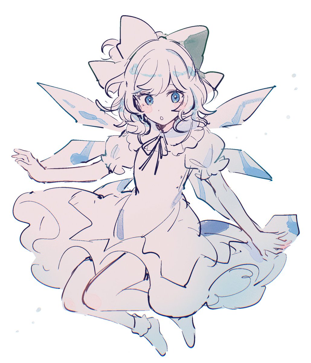 cirno 1girl solo wings dress ice ice wings bow  illustration images
