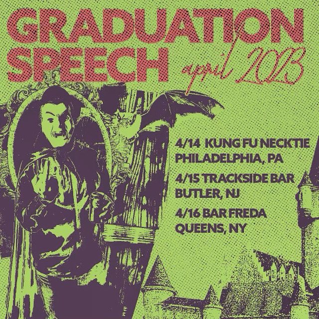 Our buds in <a href="/gradspeechnj/">Graduation Speech</a> have some cool shows coming up next month—and we hear there’s new music coming soon. 

PA, NJ, and NY: Get to these shows!