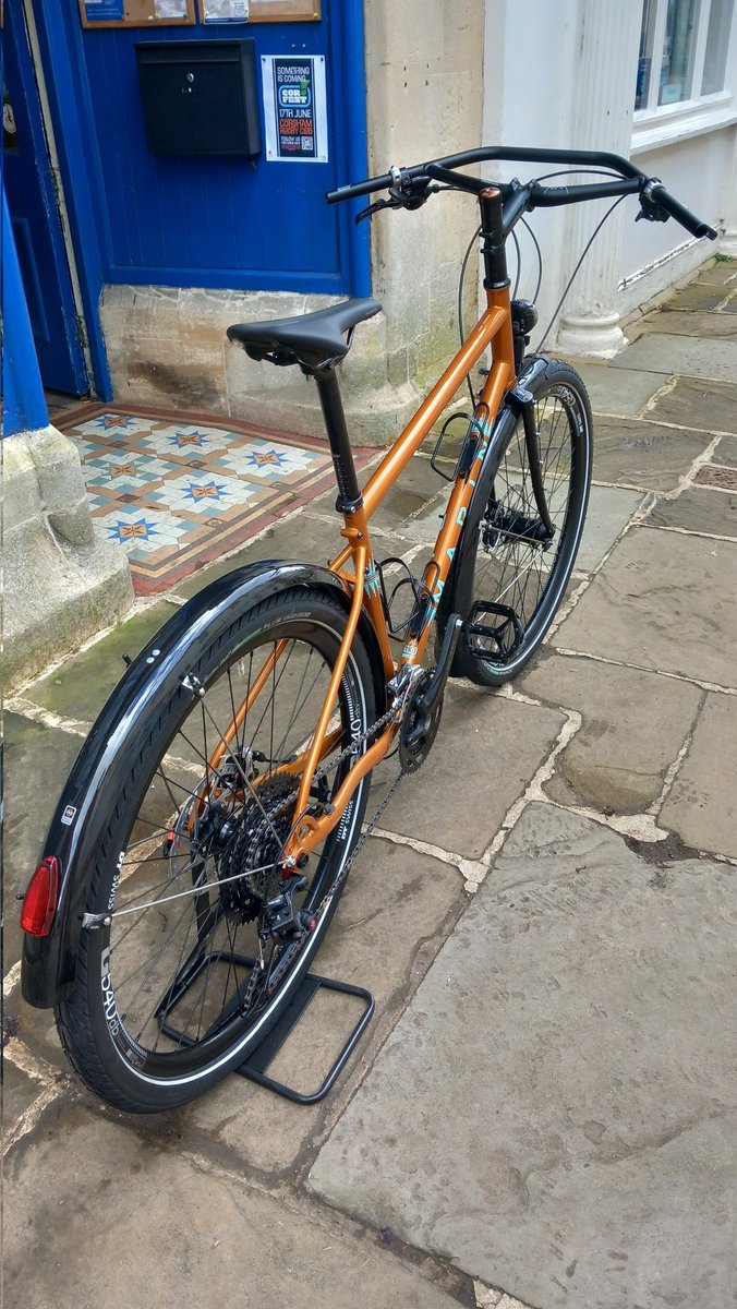 SpindlesBikes's tweet photo. @marinbikes_uk Four Corners Elite build is nearly there.  The GRX 30/46 goes well with the Box 2 11-50 groupset.  Nexus front hub dynamo, AXA light + USB charging, Surly forks Cinelli bars.  Just waiting on saddle, grips, front and rear racks to complete. https://t.co/v5OSus7TXi
