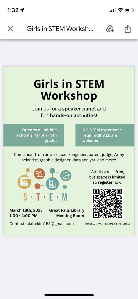 willkim34's tweet photo. Sign up for @clairekim_22 ‘s #GirlsinSTEM workshop. It’s going to be awesome! 😎 https://t.co/vNl7VqME5a https://t.co/OyioLstnpR
