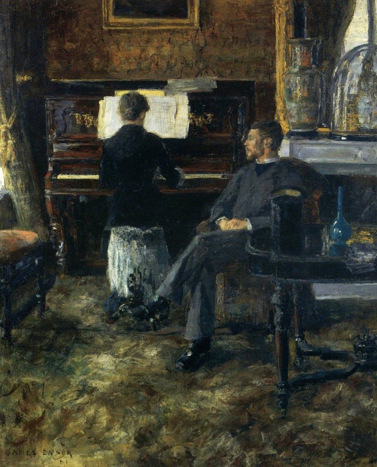 Dominiquepucini's tweet image. James #Ensor ; Musique russe  (1881) #peinture