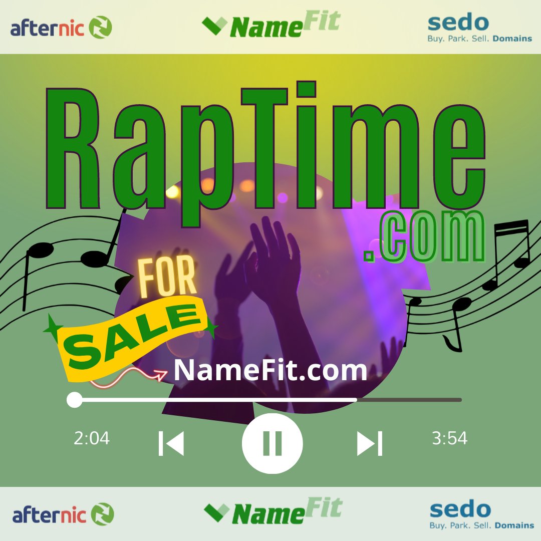 namefit1's tweet image. #RapTime and many other #domains are available at : NameFit.com/RAP/! 🎶

#MusicNFT #SoundCloud #NFTCommunity #NFT #music #domainsaleS #Domain #domainname #DomainNameForSale #NAMEFIT #WebsiteBuilder #podcasts #Audio #Audible #buy #app #ad #buyingcontent #FridayVibes #RAP