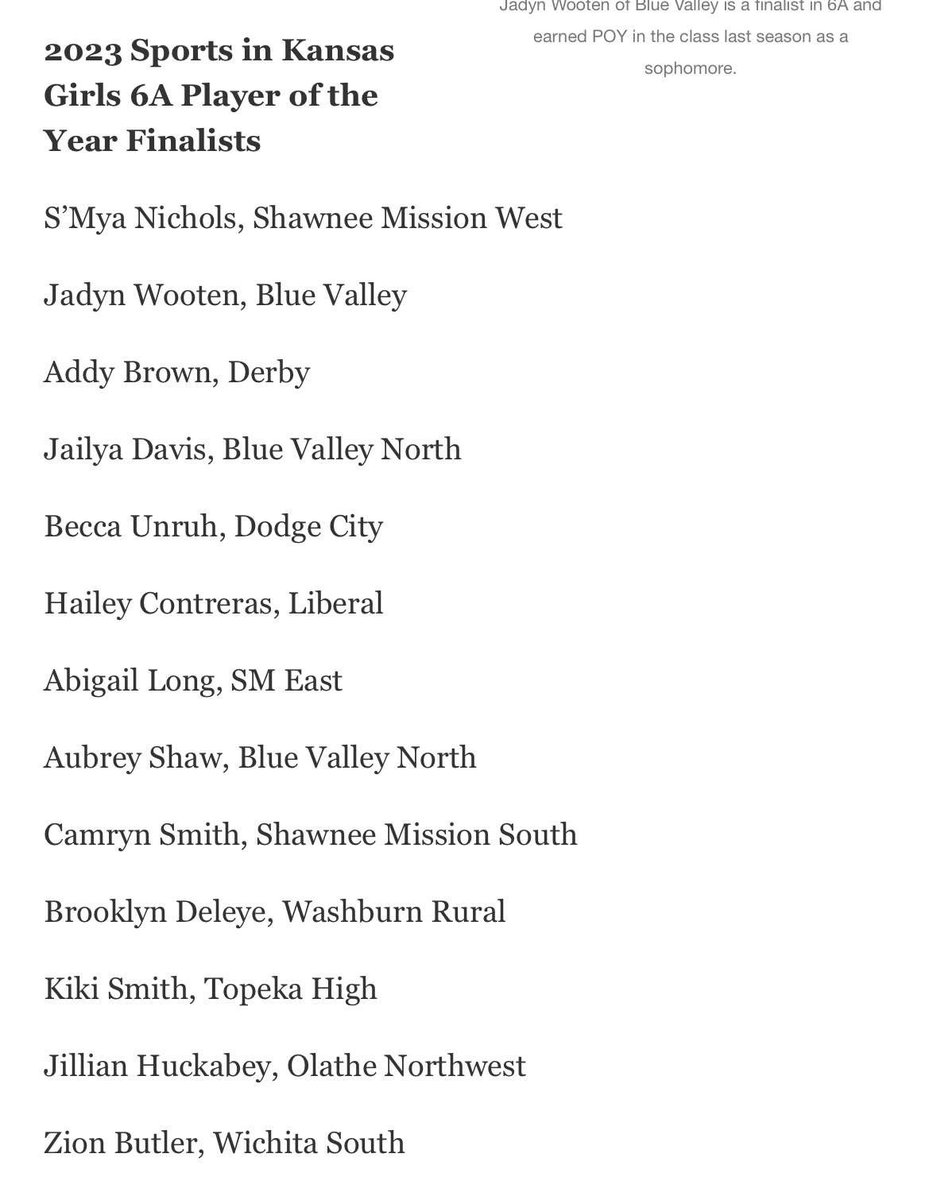 So thankful to be on this list as one the finalists for the 6A player of the year!