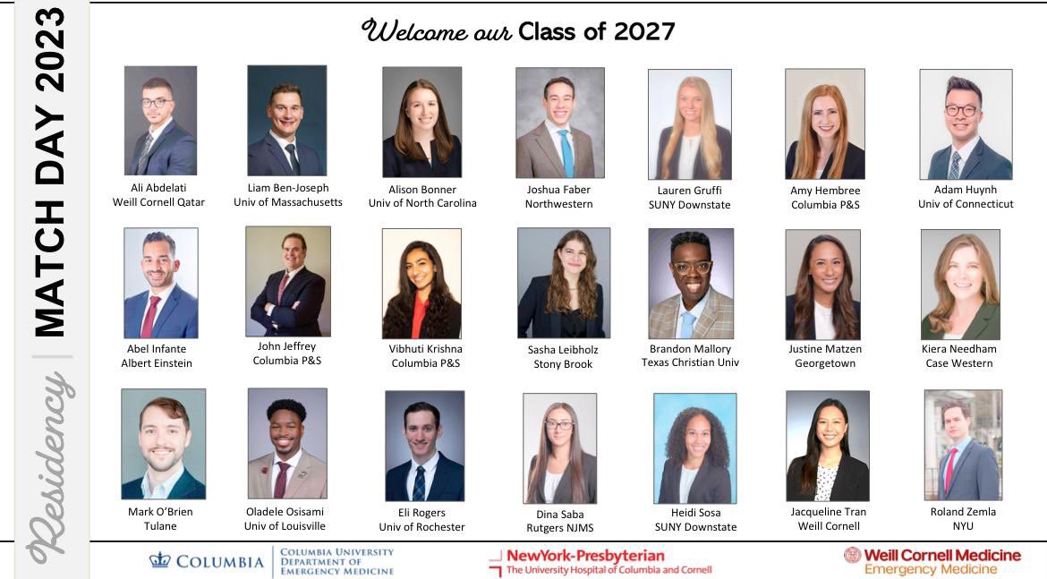 We are thrilled to announce the NYPEM Class of 2027!!! Welcome to the family!!!

#Match2023 #EmergencyMedicine <a href="/ColumbiaEM/">Columbia Emergency Medicine</a> <a href="/WCMEmergency/">WCM Emergency Medicine</a> <a href="/TheGargFather/">Manish Garg</a>
