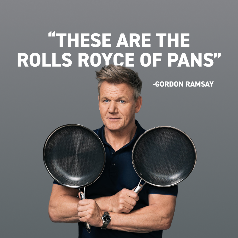 hexclad's tweet photo. What does @GordonRamsay call HexClad hybrid cookware? ⬇️