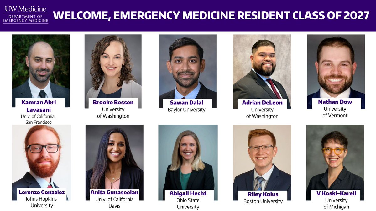 Congratulations to the UW #EmergencyMedicine Resident #Classof2027- our largest class yet! We're welcoming in so many new faces, we couldn't fit them all onto one slide. We are thrilled to be part of your journey 🏥 @UWashEM #EMBound