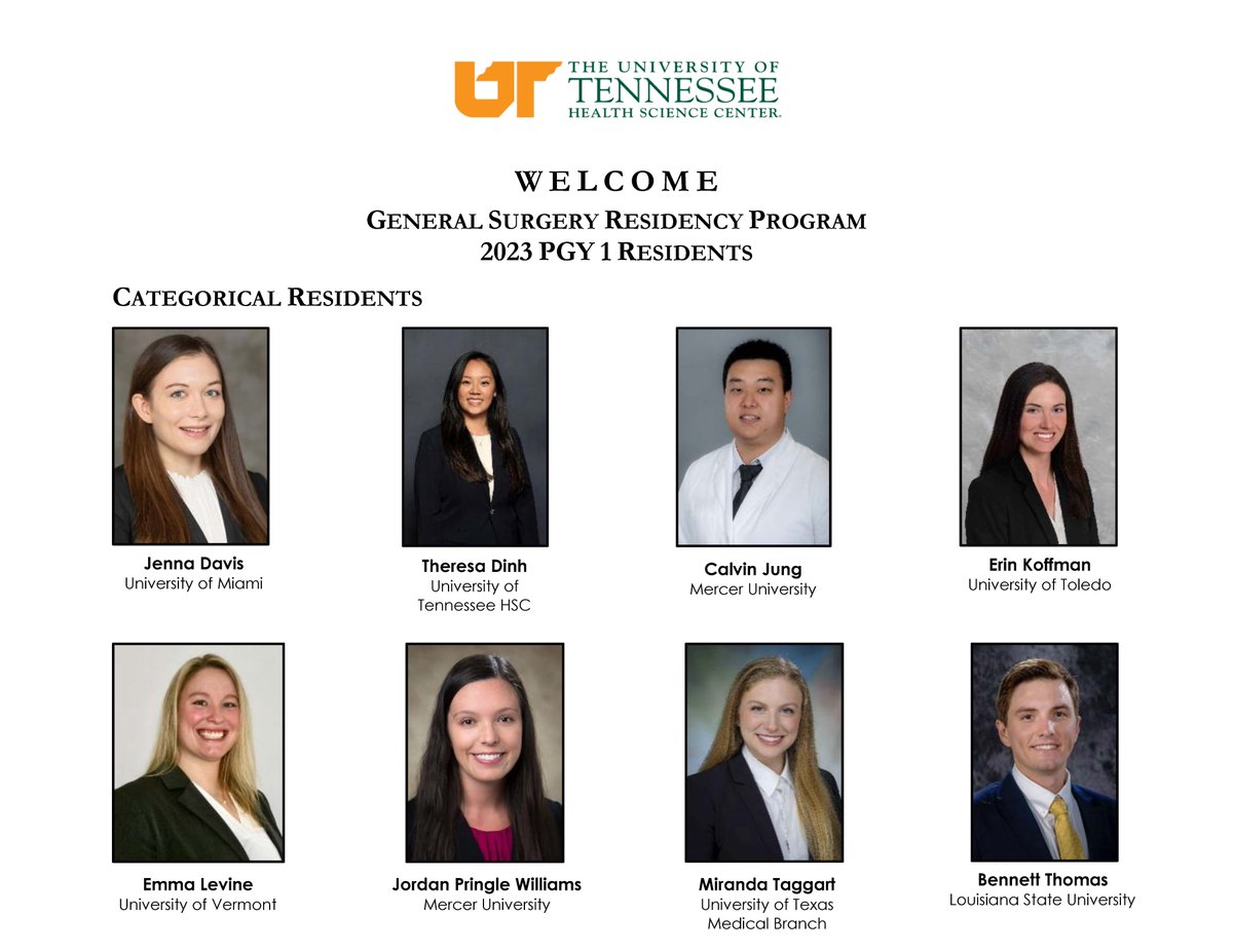 UTHSC Department of Surgery (@surgeryuthsc) on Twitter photo WELCOME TO UTHSC Department of Surgery!! 🎉🎉 #MatchDay #Match2023
Check out this group joining our General Surgery Residency Program this summer! We are excited for everyone and can’t wait to see you in Memphis! Congratulations!
<a href="/UTHSCMedicine/">UTHSC College of Medicine</a> <a href="/UTHSCGlobalSurg/">UTHSC Global Surgery</a>
<a href="/uthsc/">The University of Tennessee Health Science Center</a> WELCOME TO UTHSC Department of Surgery!! 🎉🎉 #MatchDay #Match2023
Check out this group joining our General Surgery Residency Program this summer! We are excited for everyone and can’t wait to see you in Memphis! Congratulations!
<a href="/UTHSCMedicine/">UTHSC College of Medicine</a> <a href="/UTHSCGlobalSurg/">UTHSC Global Surgery</a>
<a href="/uthsc/">The University of Tennessee Health Science Center</a>