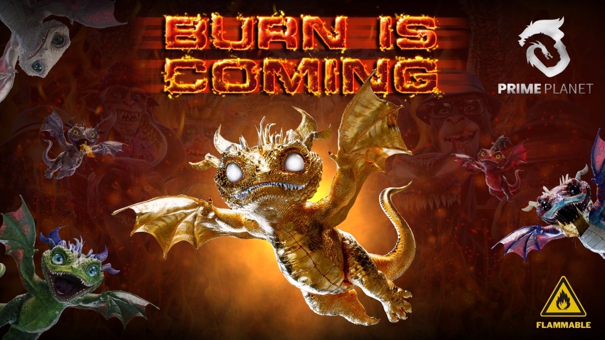 PrimeApePlanet's tweet photo. PHASE2🔥

All holders will have access to choose from all Prime NFTs.

Once you click on the chosen NFT, its burn point will be added to a total burn pot.. 🚨

60 Burn Points = 1 Baby Dragon

Shoutout 
@AndreasNeo21 for this great graphic, show some love!👇

#NFTCommunitys #NFTs https://t.co/sJcWjAlNrY