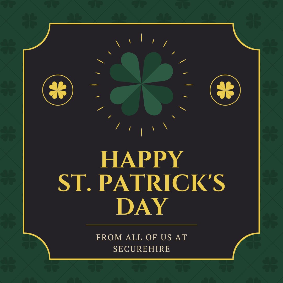 Secure_Hire's tweet image. Happy St. Patrick's Day! 🍀Have a lucky day!