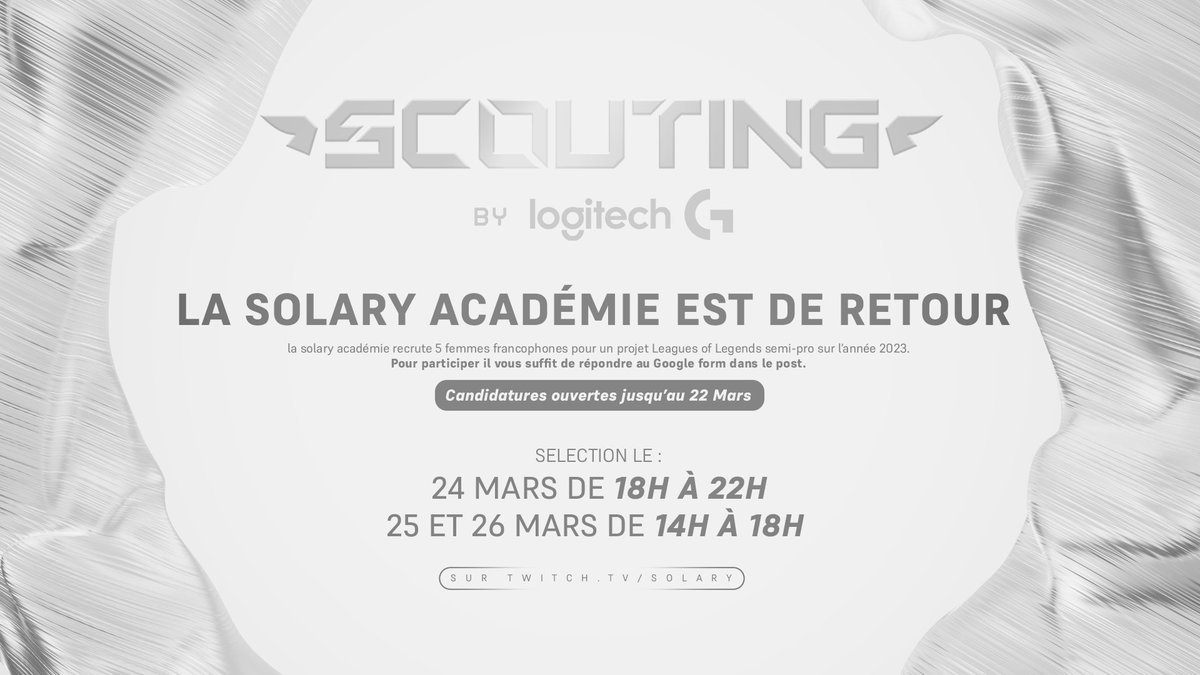 SolaryTV's tweet image. LA SOLARY ACADEMIE EST DE RETOUR 🙌

Solary va accompagner 5 femmes francophones pour un projet League of Legends semi-pro sur l'année 2023 ! Si vous êtes intéressées il vous suffit de répondre au Gform dans le post. 

Sélection des joueuses by bit.ly/SolaryAcademie…