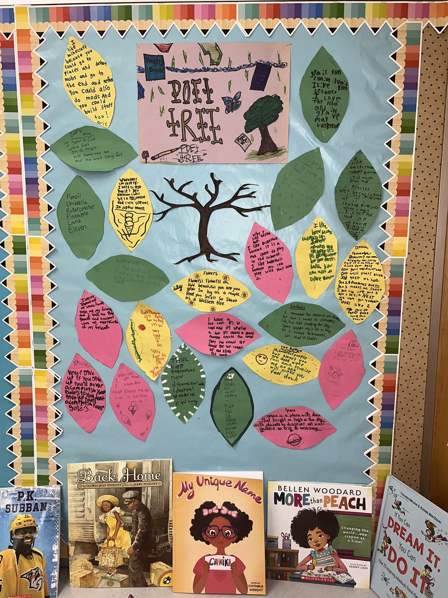 Miss_Azizian's tweet photo. @AdrienneGear Thank you for the poet tree idea! The kids loved it! π©π»βπ«π³πππβοΈ#poetry #poettree #poems #literacy #writing #poetrywriter #teachersoftiktok #teachertok #poetryisfun #languagearts #bulletinboard #poetrypower https://t.co/In2ddRcATW