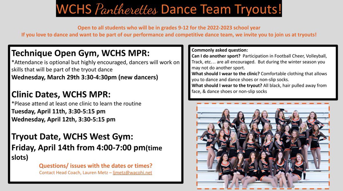 Want to be a part of this record breaking team? We have tryouts on April 14 for incoming freshmen through current juniors! Read for more information below! 🧡🐾