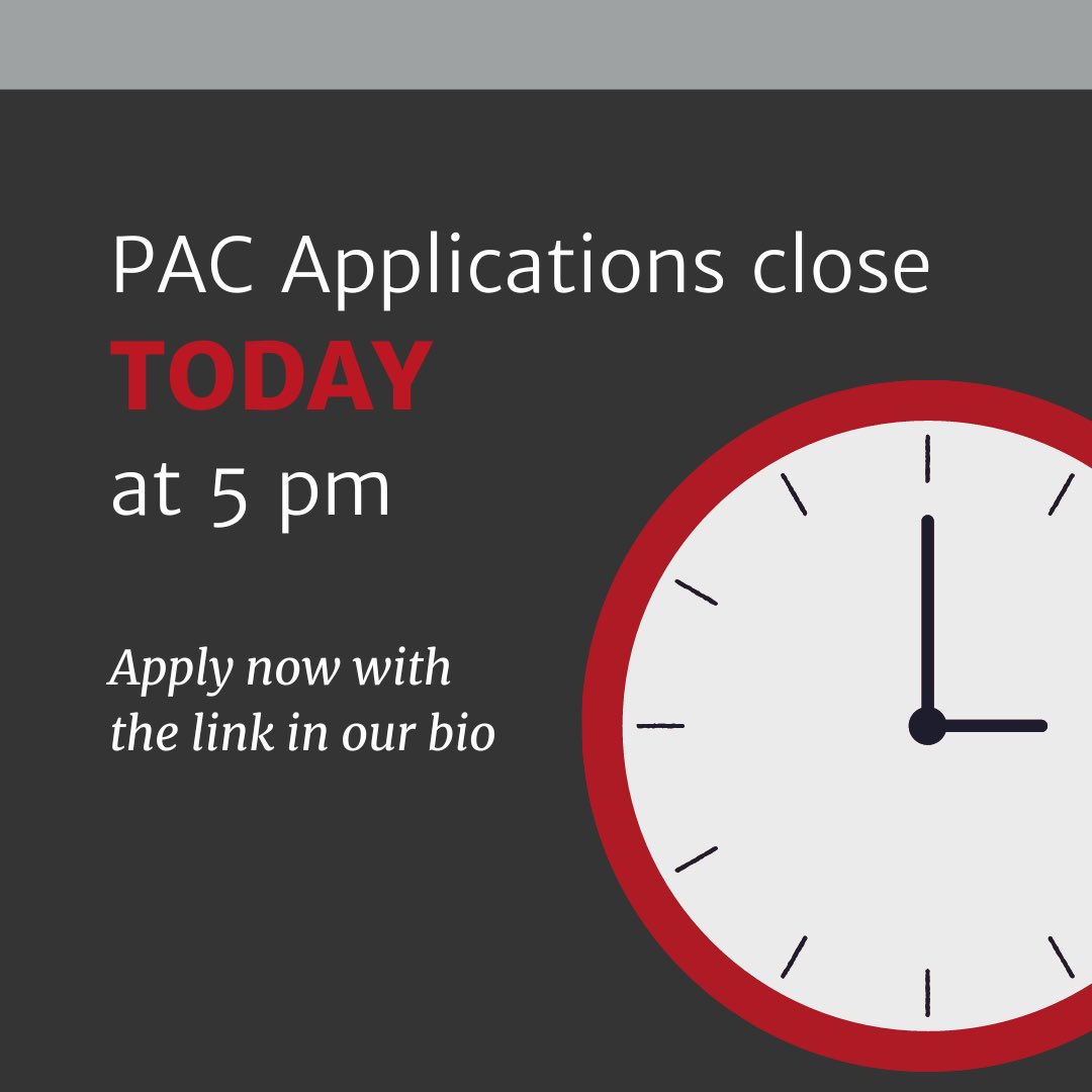 Applications are closing TODAY 👀 You don’t want to miss out on the amazing opportunities PAC has, so submit your application by 5 pm ⏰

➡️ ugeorgia.ca1.qualtrics.com/jfe/form/SV_6F…