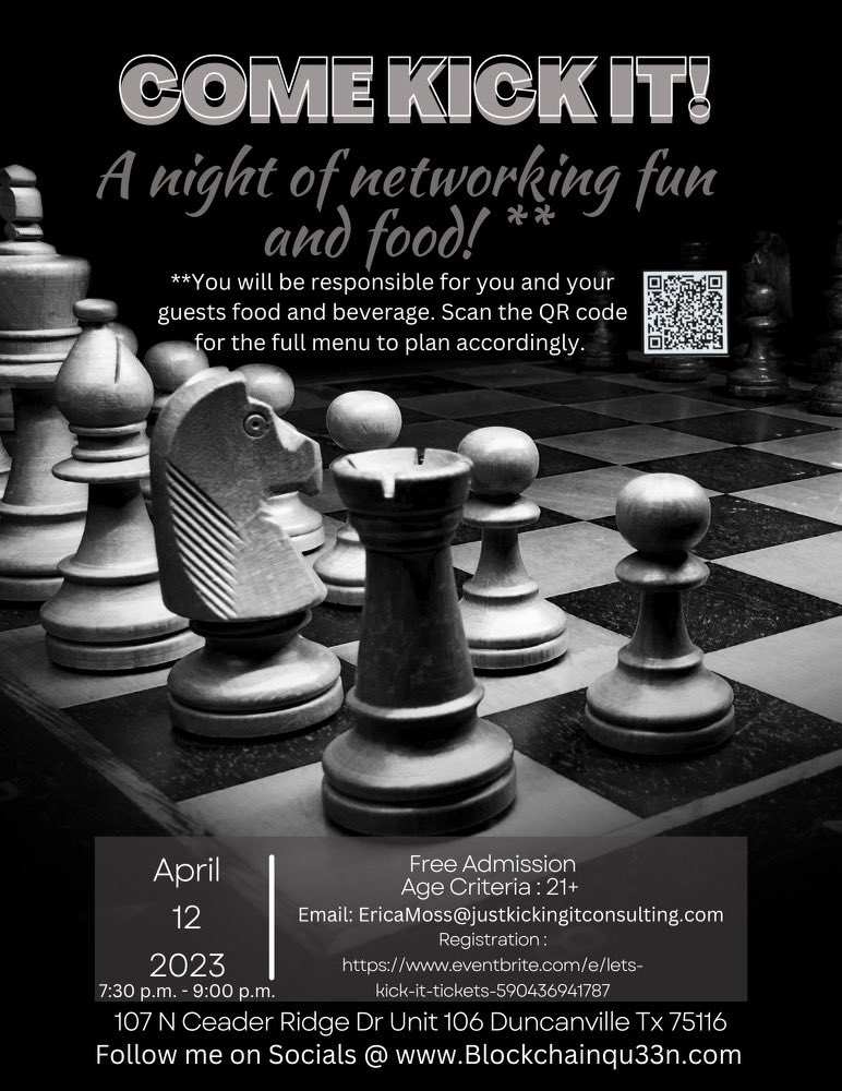 Come join! @BlockchainQu33n is hosting a 🔥🔥 event in Dallas! 

Click the link to sign up: eventbrite.com/e/lets-kick-it…

#nft #NFTCommmunity #nfts