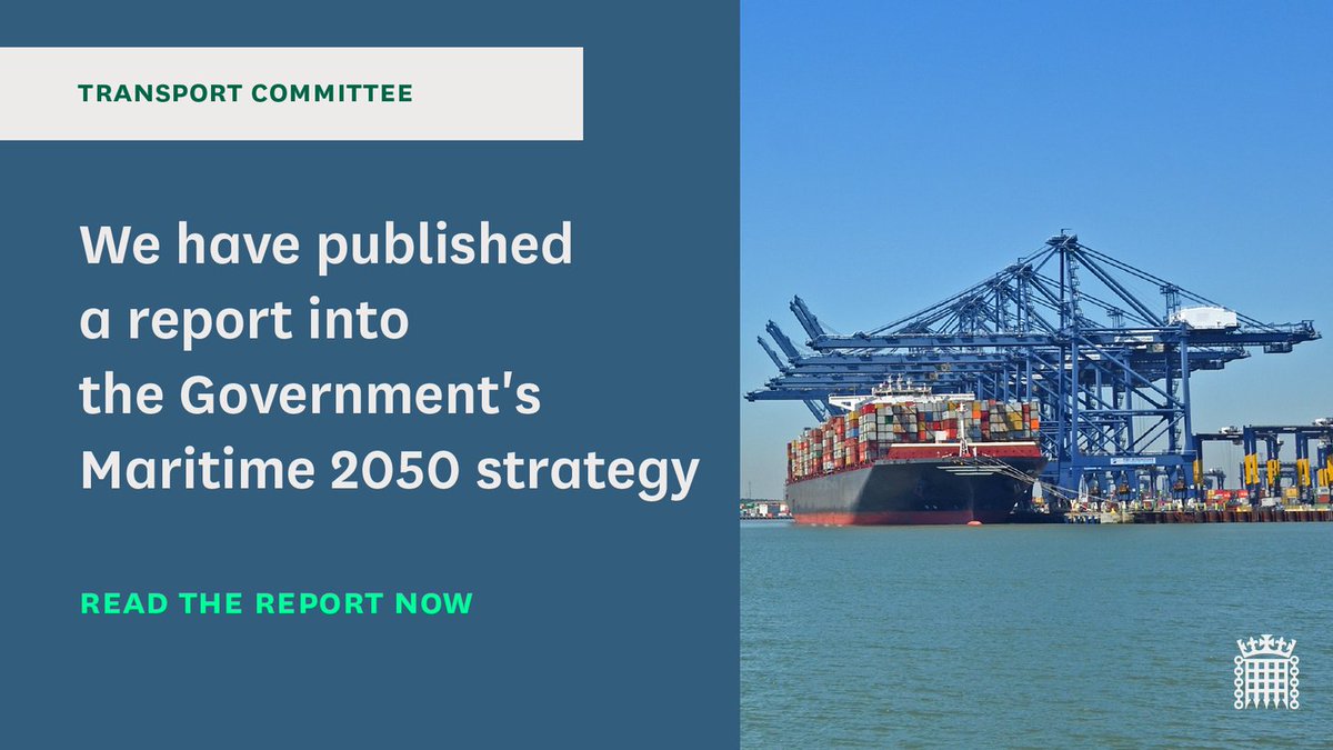 We have published our report into the Government's Maritime 2050 strategy ⛴️

Read it here: committees.parliament.uk/committee/153/…