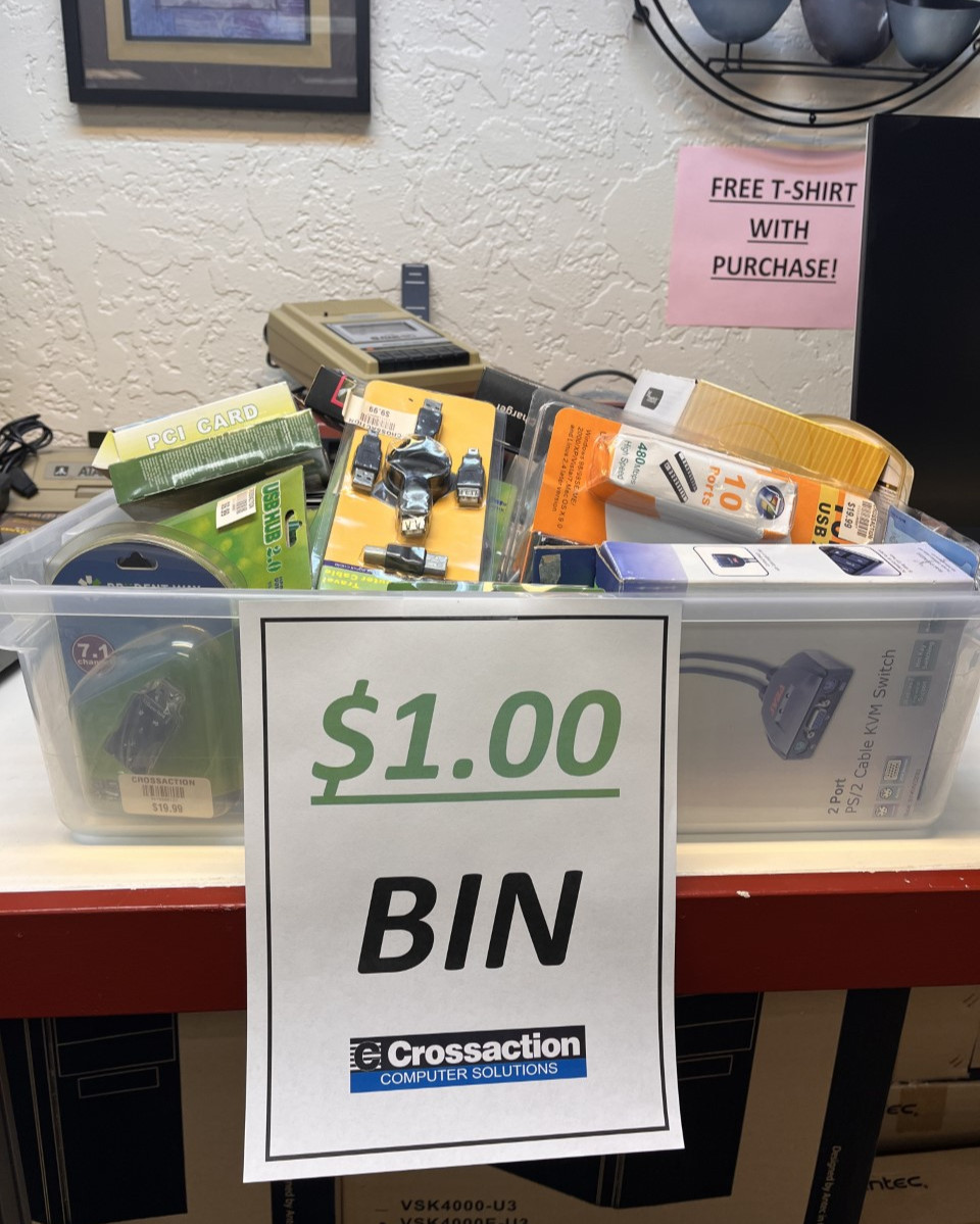 CrossactionUT's tweet photo. EVERYTHING ONLY $1!!
-Stacked high with a bunch of goodies, everything in this bin is only 1 DOLLAR!
Limited time only while supplies last, hurry and be a part of this great deal while you can!
#CROSSACTIONCOMPUTERS #OnlyOneDollar #DEALS #SALEBIN #2023 https://t.co/YGS6t8zKaJ