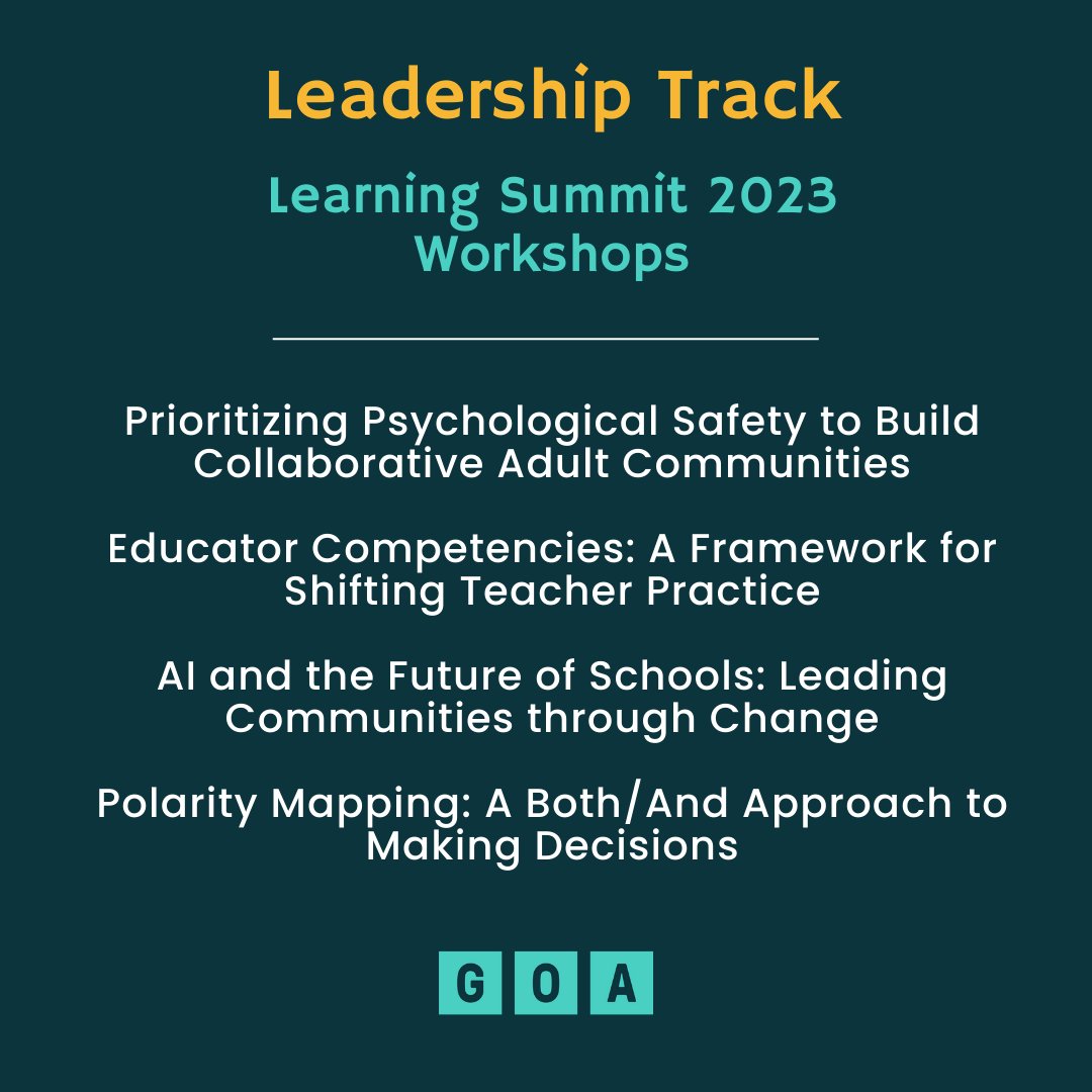 GOAlearning's tweet image. NEW WORKSHOPS! We&apos;re offering three tracks for our Learning Summit, from June 26-29: Teaching &amp;amp; Learning, Leadership, &amp;amp; Design. 

Check out our new workshops and descriptions. Register to secure your spot! #PD #profdev #Proflearning #edchat 

globalonlineacademy.org/professional-l…