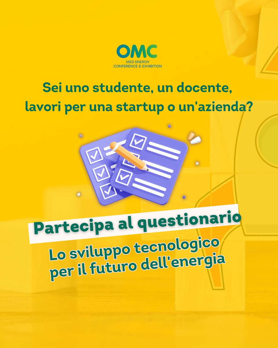 Raccontaci la tua idea per l'energia del futuro 🚀

Partecipa al nostro questionario in collaborazione con <a href="/FEEMit/">FEEM</a> entro il 19 marzo! 🗨️

I risultati verranno analizzati da FEEM e presentati in occasione dell’edizione 2023 di OMC

👉🏻 lnkd.in/enp6PrhR

#OMCRavenna #energia