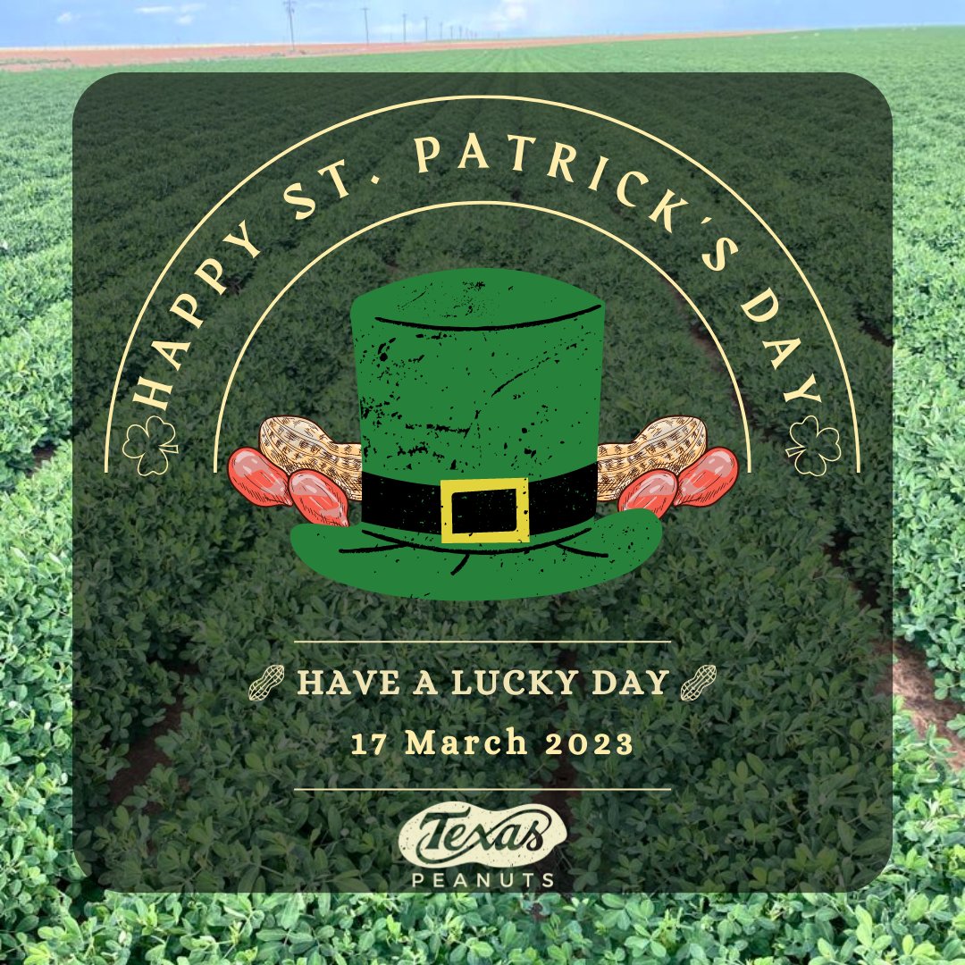 Happy St. Patrick's Day from the Texas Peanut Producers Board. We hope you have your green on, and we wish you the best of luck for the upcoming seasons.
•
•
•
#HappyStPatricksDay #TexasPeanuts #TexasPeanutProducersBoard