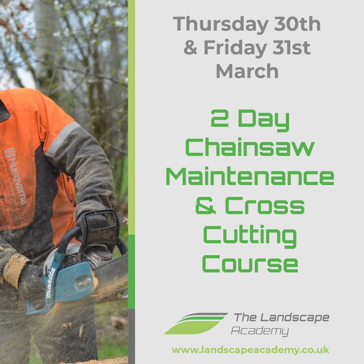 LandscapeAcad1's tweet photo. One space left on each of our @LantraUK 2-Day Chainsaw Maintenance and Cross Courses, 30th & 31st March, and 22nd & 23rd June. Contact the team at info@landscapeacademy.co.uk #landscapingthefuture #chainsawcourse #chainsawmaintenance #chainsawmaintenancecourse #chainsaw https://t.co/muSFAyj0le