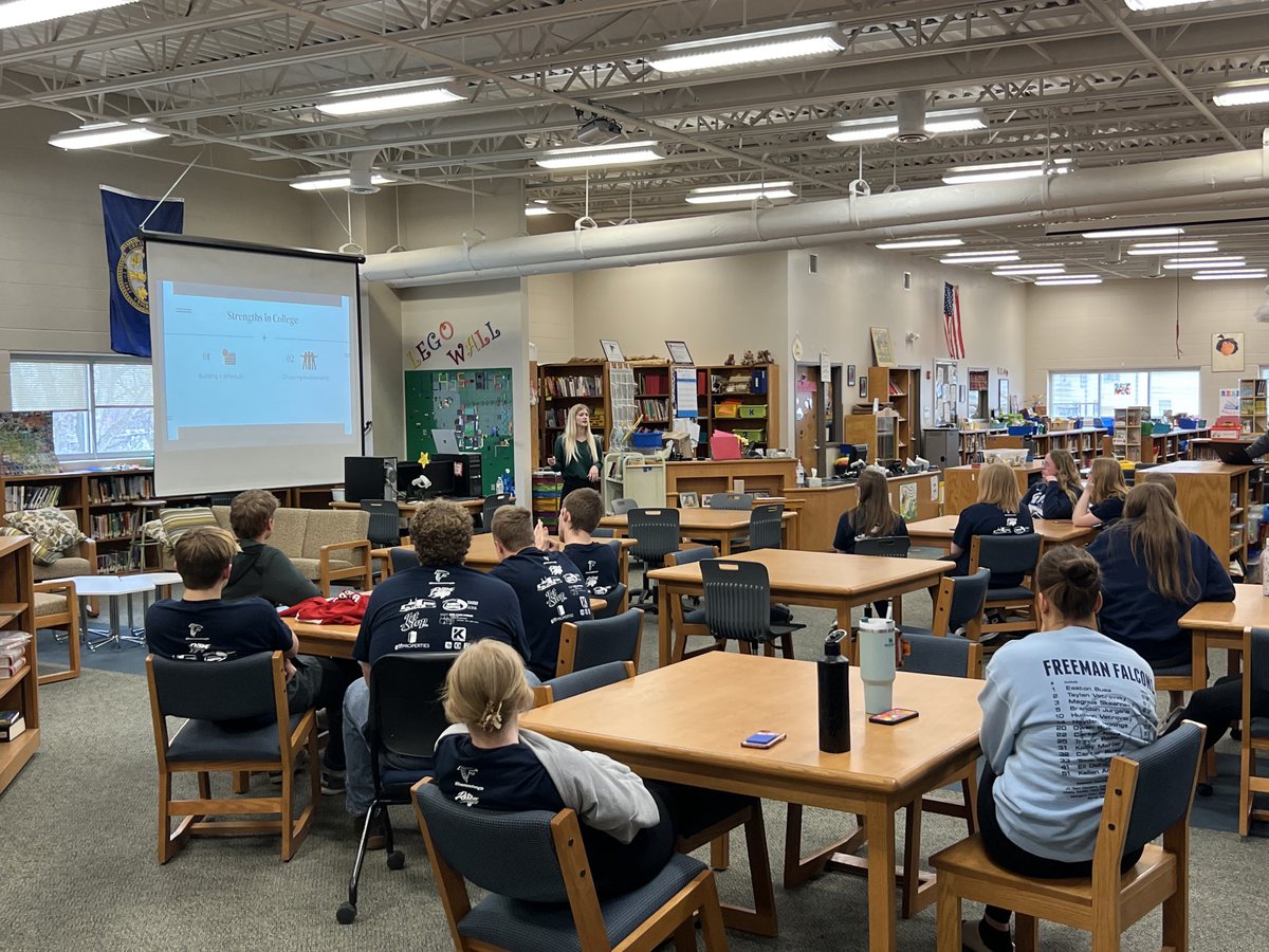Thank you Tori Pedersen from Teammates for coming to speak to the senior class about using strengths in college. #freemanfalcons