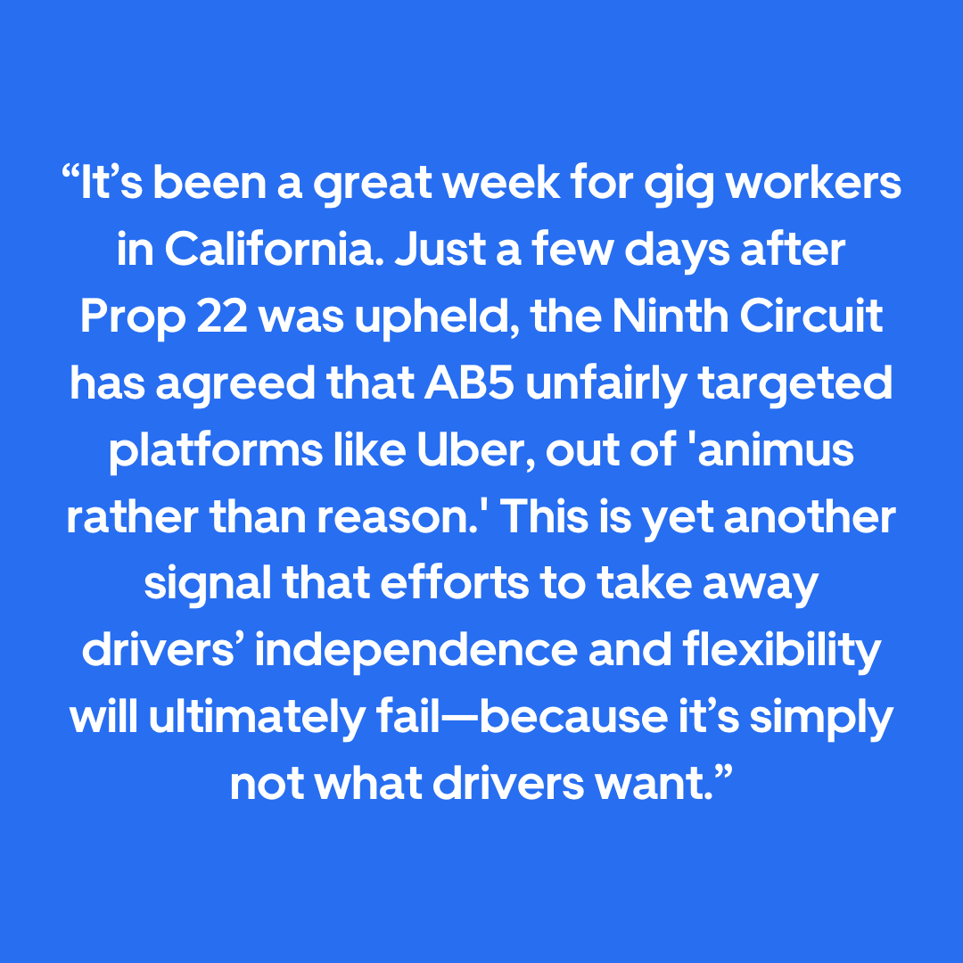 Our statement on today's ruling on #AB5 from the Ninth Circuit: