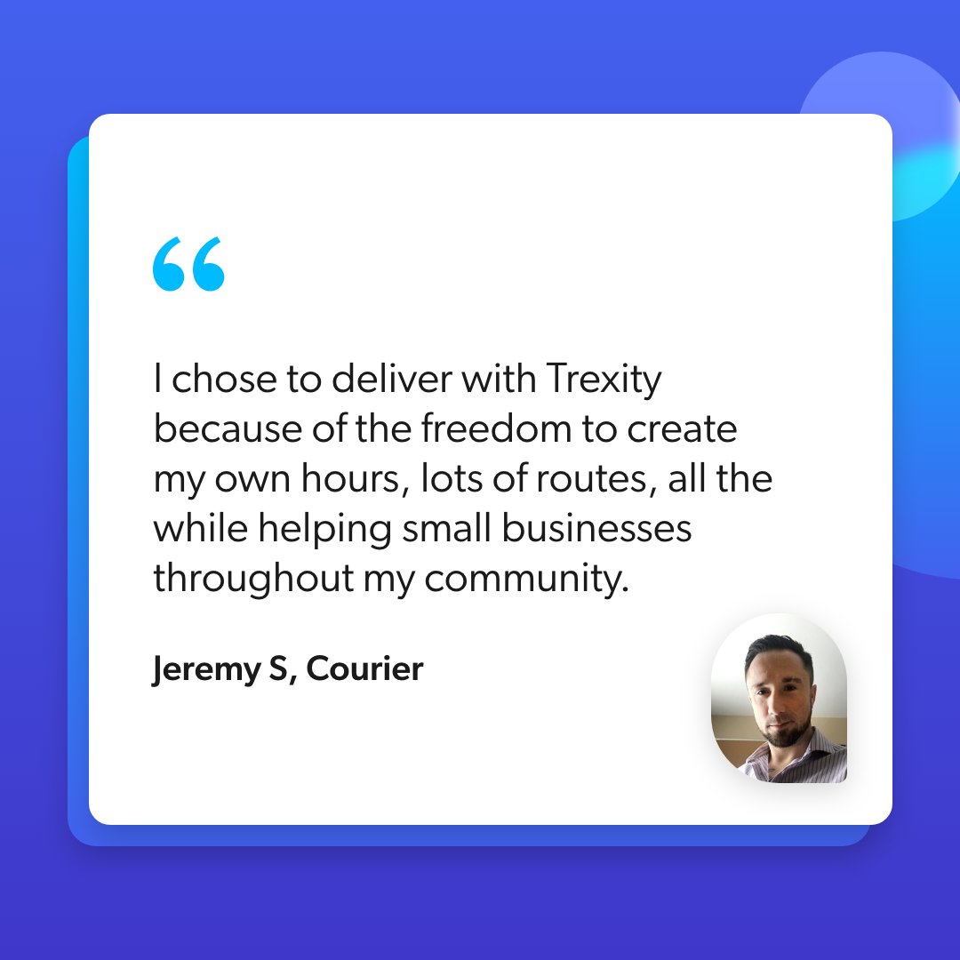 Trexityapp's tweet image. As a courier with Trexity, you will be offered competitive pay, flexible earning opportunities, and the ability to choose when and where you want to deliver.

Sign up today: hubs.li/Q01Gg-SH0

#trexity #drivewithus #couriercommunity #ottawa #toronto #winnipeg #calgary