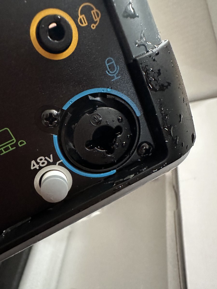 kyzen's tweet image. Tried to buy a new @MackieGear M-Caster Studio and it showed up with some weird mystery liquid literally dripping out of the XLR port. Just received an exchange unit from the retailer, and it has the exact same mystery liquid in the bag. What the hell?