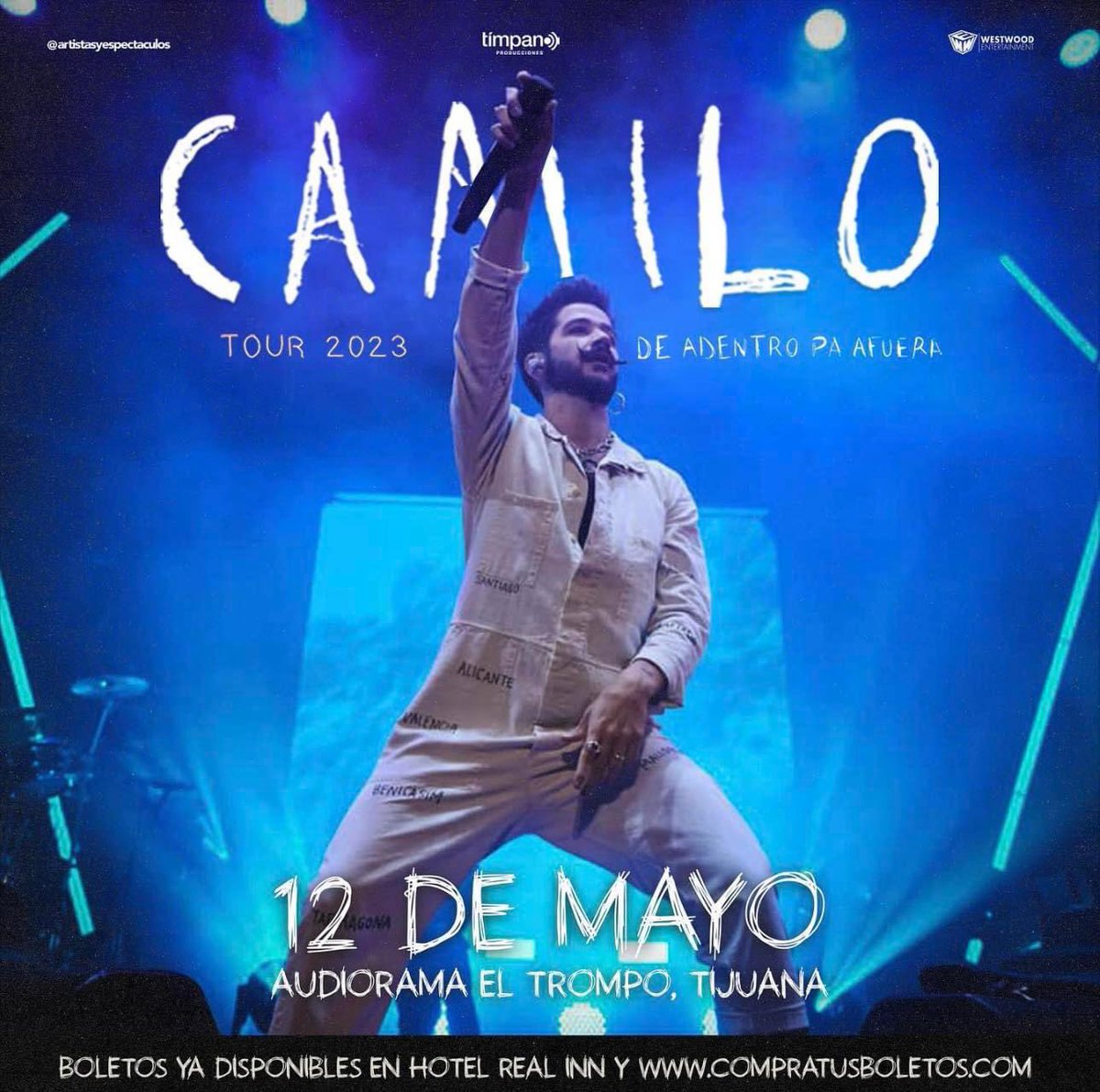onlinemusicaye1's tweet photo. CAMILO "De adentro pa afuera" Tour 2023 💥
📌 TIJUANA
🗓️ 12 de Mayo
📍 Audiorama El Trompo
🎟️ boletos a la venta 👇👇
https://t.co/bQA3hdDc74
#Camilo #deadentropaafueratour #tour #tourcamilo #CompraTusBoletos #NoTeLoPuedesPerder @CamiloMusica #OnLineMyE https://t.co/GXADQM4hd8