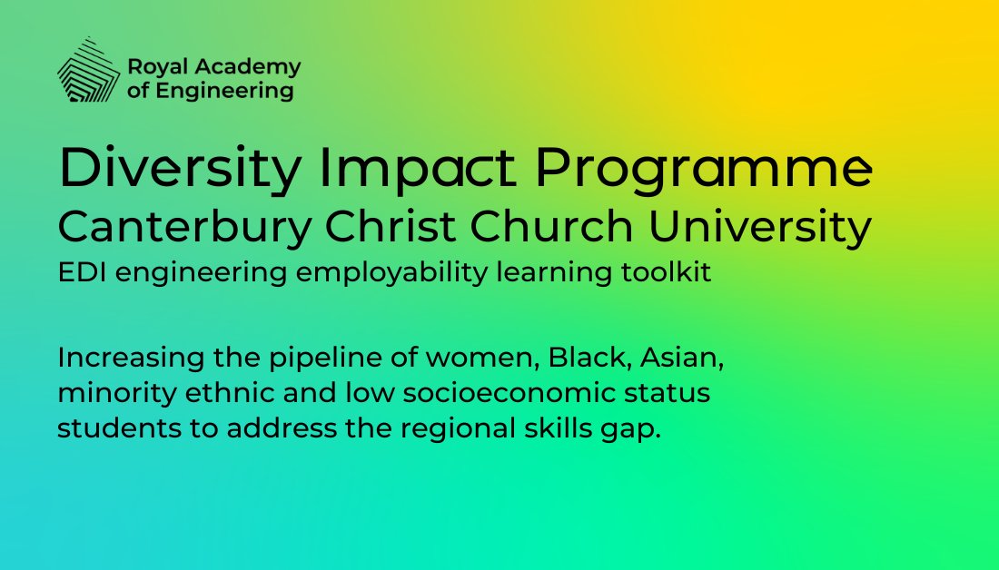 Royal Academy of Engineering (@raengnews) on Twitter photo How would you increase diversity and inclusion in engineering? The <a href="/CanterburyCCUni/">Canterbury Christ Church University</a> team are developing an EDI engineering employability learning toolkit to help students improve their employability. Find out more raeng.org.uk/programmes-and… #EngDiversity How would you increase diversity and inclusion in engineering? The <a href="/CanterburyCCUni/">Canterbury Christ Church University</a> team are developing an EDI engineering employability learning toolkit to help students improve their employability. Find out more raeng.org.uk/programmes-and… #EngDiversity