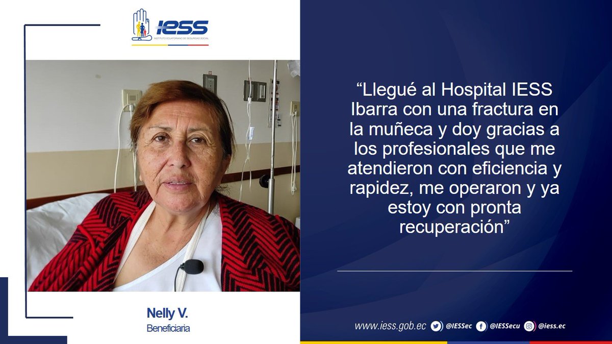 IESS_YoTeGuio's tweet photo. #Imbabura | Para el Hospital General Ibarra la salud de sus afiliados es una prioridad. Conoce el testimonio de Nelly V.  #IESSatuServicio https://t.co/taiROX5z2O