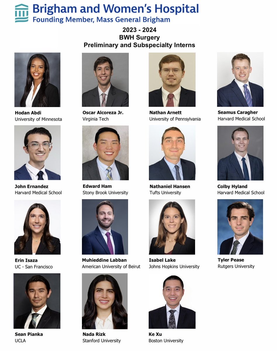 Congrats to all who matched at <a href="/BrighamSurgery/">Brigham and Women’s Department of Surgery</a>! We’re so excited to work with you. #bebrighamtrained ⁦<a href="/StephanieNitzs2/">Stephanie Nitzschke</a>⁩ ⁦<a href="/gmdoherty/">Gerard Doherty</a>⁩ ⁦<a href="/bwhgisurgery/">Brigham and Women’s General and GI Surgery</a>⁩ ⁦<a href="/BwhSurgOncology/">BWH Surgical Oncology</a>⁩ ⁦<a href="/bwhgisurgery/">Brigham and Women’s General and GI Surgery</a>⁩ ⁦<a href="/BrighamWomens/">Brigham and Women's Hospital</a>⁩
