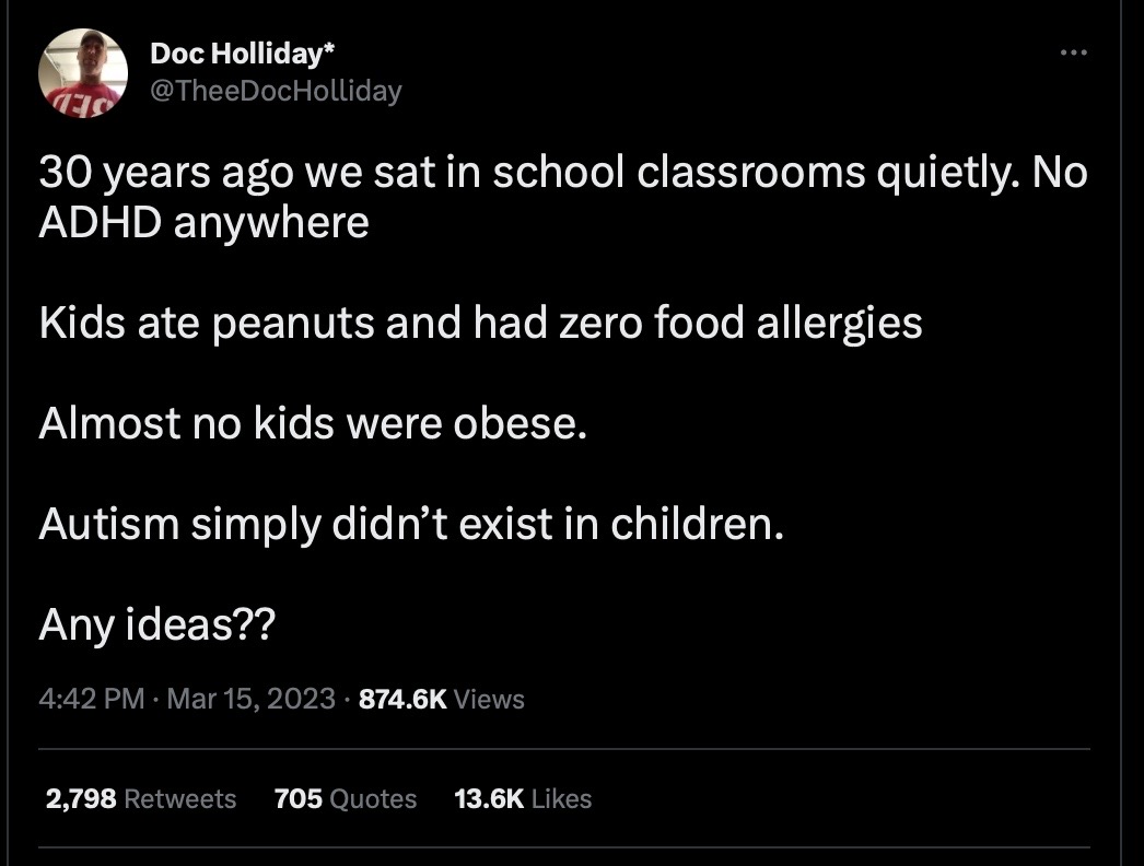 There so much compressed ignorance in this one tweet it's like a neutron star of trash, but I not only take issue with the notion that #autism "simply didn't exist" 30 years ago, I wrote a whole book debunking that vile myth, #NeuroTribes.