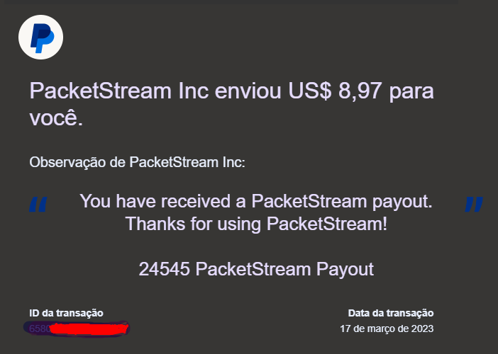 planetafusion's tweet photo. @real_payout @PacketStreamIO Thank you for paying. It's not a scam. They always pay on Fridays and Saturdays. My payment for today is Friday. I am from Brazil https://t.co/WccsUYc7pi