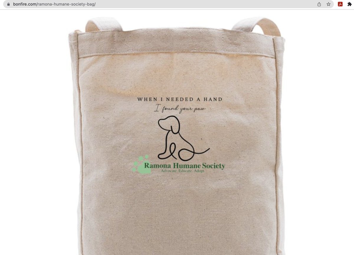 Order your very own Ramona Humane Society tote bag online. All proceeds go to our shelter animals.  bonfire.com/ramona-humane-…
