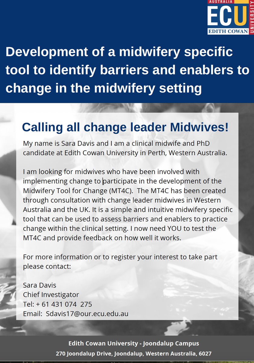 If you have experience implementing change in midwifery, please consider participating in this research. I will be contributing! 🙏🏼